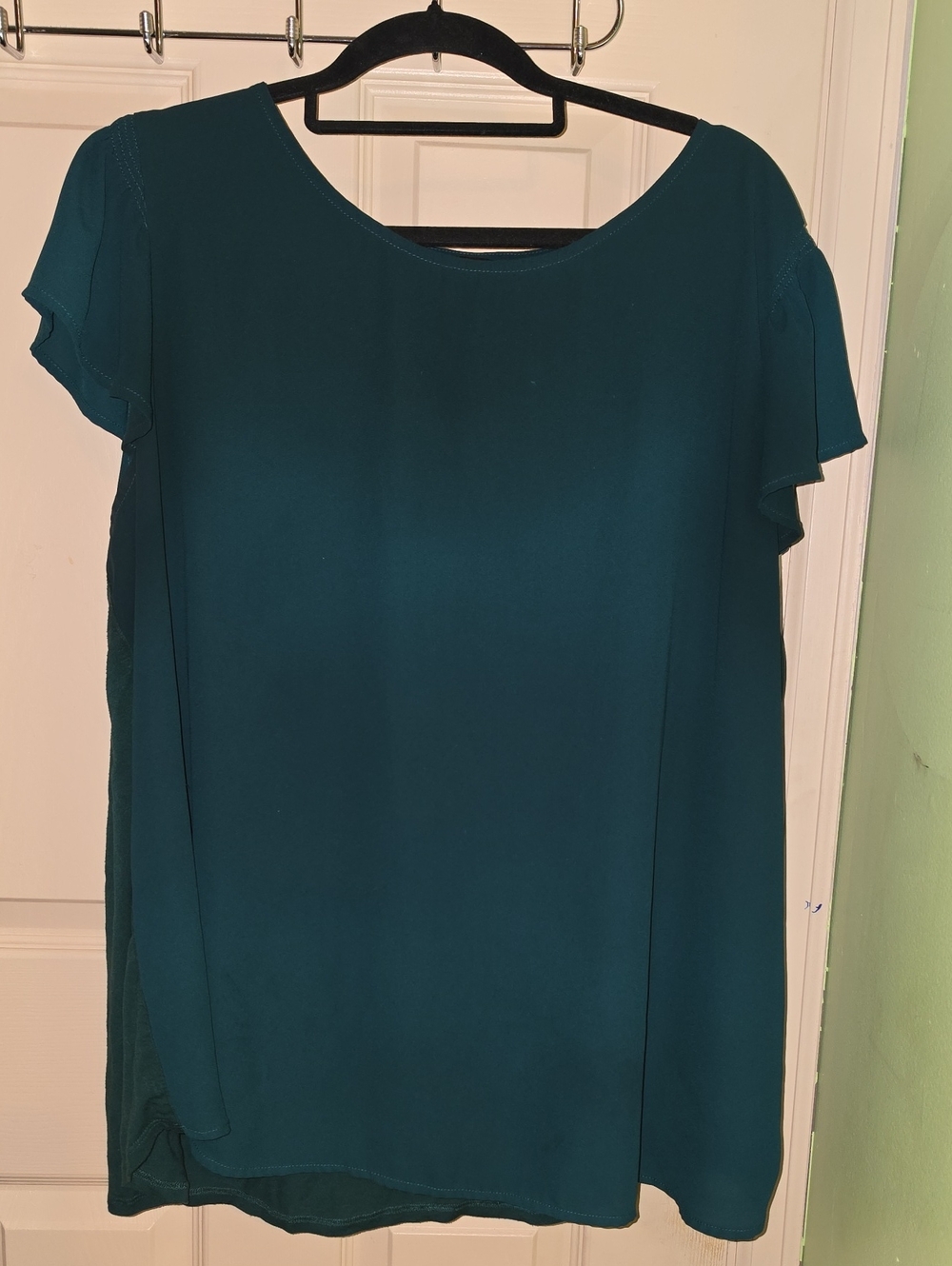 Papermoon Teal Short Flutter Sleeve Blouse